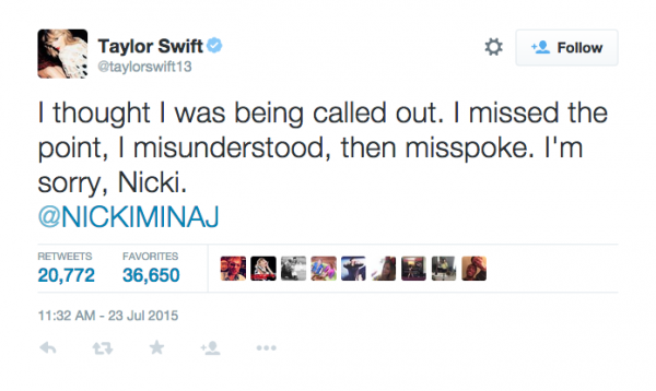 Taylor Swift chiede scusa Nicki Minaj
