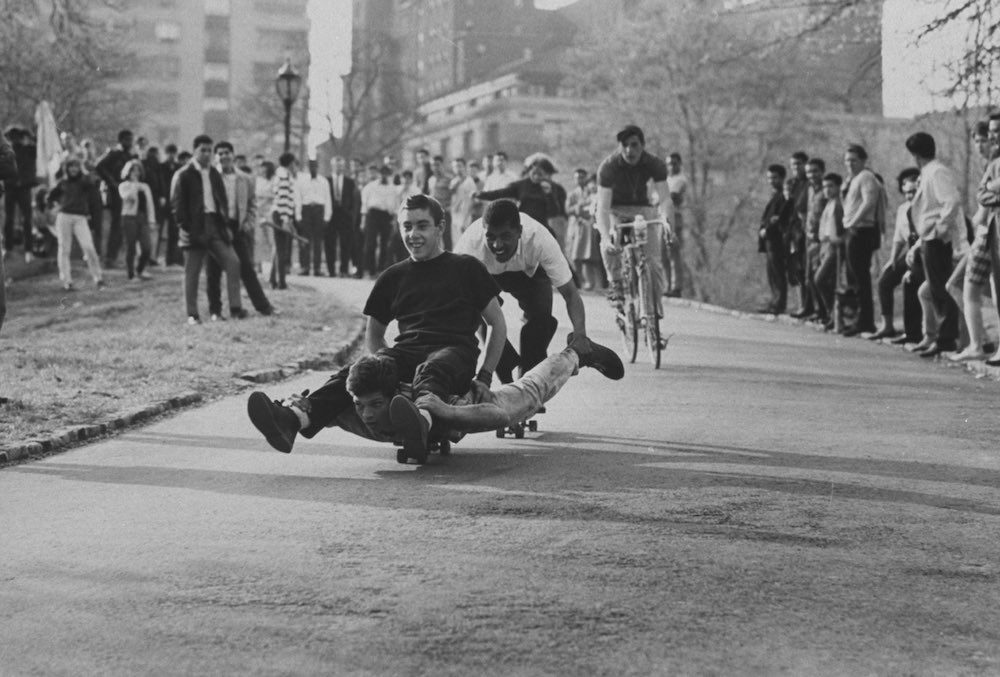 Youths riding skateboard.  (Photo by Bil